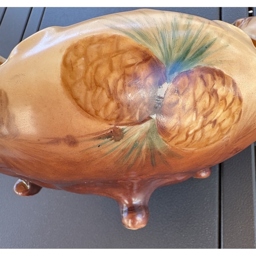 Vintage Ceramic Hand-Painted Bowl European Acorn Decorative Dish 4 Legs - Picture 12 of 12